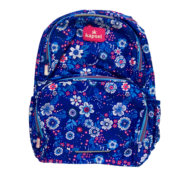 Mochila Azul Kapsel Con Estampado Floral BusinessSuppliers